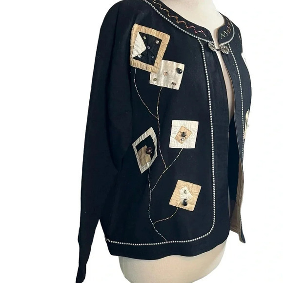 Yak Magik  Fun Funky‎ Embellished Cotton Silk Vintage Jacket Women Size Large - Picture 4 of 12